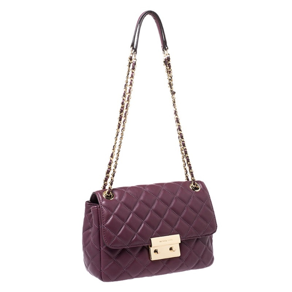 Michael Kors Burgundy Quilted Leather Sloan Chain Shoulder Bag